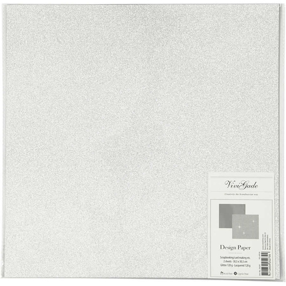 Design-Papier, 30,5x30,5 cm,  120+128 g, Silber, 2 Blatt