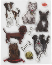 Silikon-Sticker / Stempel, Größe 14x18 cm, Hunde