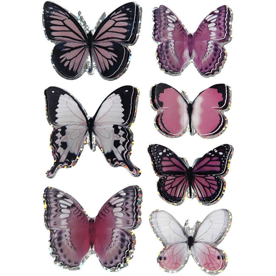 3D-Sticker, Lila, Schmetterling, 7 Stck