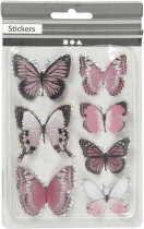 3D-Sticker, Lila, Schmetterling, 7 Stück