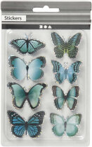 3D-Sticker, Blau, Schmetterling, 8 Stück