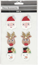 3D-Sticker, Weihnachtsfiguren, 6 Stück