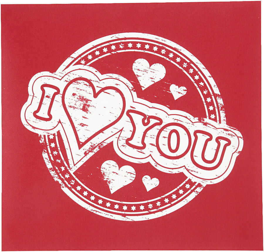 Siebdruck-Schablone, Blatt 20 x 22 cm, I love you