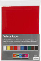 Velours-Papier, A4, 10 Farben, 10 Blatt