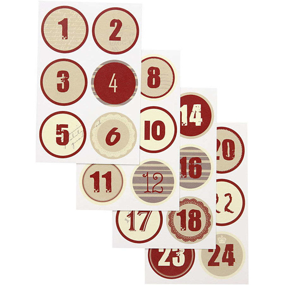 Sticker Kalenderzahlen, 4 Blatt
