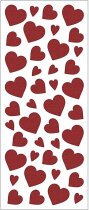 Glitzer-Sticker, Rot, Herzen, 2 Blatt