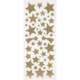 Glitzer-Sticker, Sterne, Gold, 2 Blatt