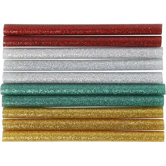 Heikleber-Sticks - Sortiment, D: 7 mm, L 10 cm, Grn, Gold, Silber, Rot, 10 Stck
