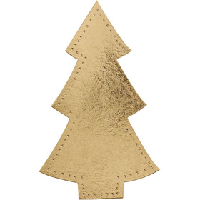 Weihnachtsbaum, Lederpapier, Gold, H: 18cm, 4 Stück