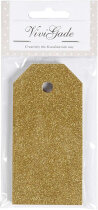 Geschenkanhänger, 5x10 cm, 300 g, Gold, Glitter, 15...