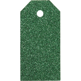 Geschenkanhänger, 5x10 cm, 300 g, Grün, Glitter, 15 Stück