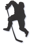 Stanzfigur aus Pappe, Schwarz, 54x64 mm, Eishockey-Spieler, 10 Stück