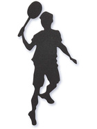 Stanzfigur aus Pappe, Schwarz, 40x90 mm, Tennis-Spieler, 10 Stück
