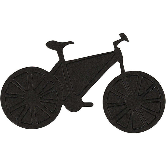 Stanzfigur aus Pappe, Schwarz, 77x48 mm, Fahrrad, 10 Stück