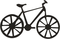 Stanzfigur aus Pappe, Schwarz, 77x48 mm, Fahrrad, 10 Stck