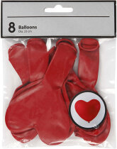 Ballons in Herzform, Rot, Herz, Naturgummi, 8 Stück