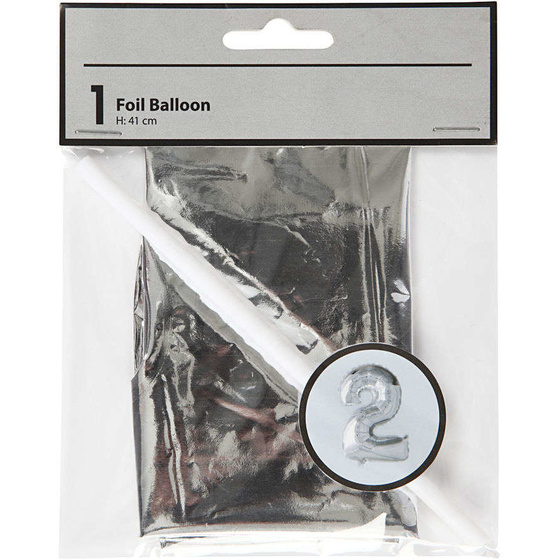 Folienballon - 2, Silber, H 41 cm, 2