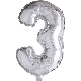 Folienballon - 3, Silber, H 41 cm, 3