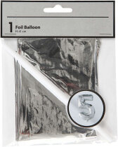 Folienballon - 5, Silber, H 41 cm, 5