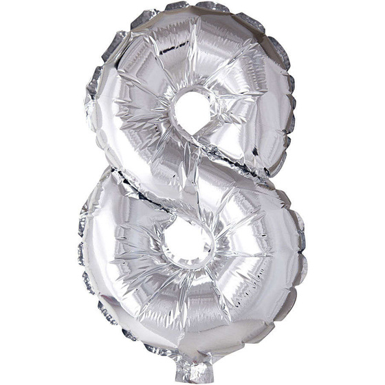 Folienballon - 8, Silber, H 41 cm, 8