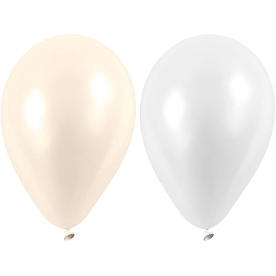 Luftballons, Wei, Perlmutt, 23 cm, Rund