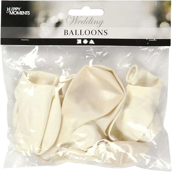 Luftballons, Wei, Perlmutt, 23 cm, Rund