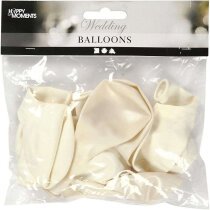 Luftballons, Weiß, Perlmutt, 23 cm, Rund