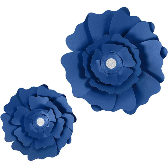 Papierblumen, Blau, 15+25 cm