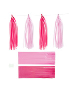 Papier-Quasten, Pink/Rosa, 12 x 35 cm, 12 Stck