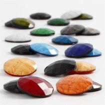 Cabochons - Sortiment, 14 mm x 4 mm, Sortierte Farben