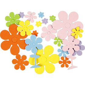 Moosgummifiguren, 10-60 mm x 2 mm, Blumen, 670sort.