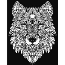 Samtbild Samtbild Wolf 50 x70 cm, zum Ausmalen