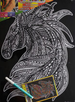 Samtbild Pferdekopf 47 x 35 cm, zum Ausmalen