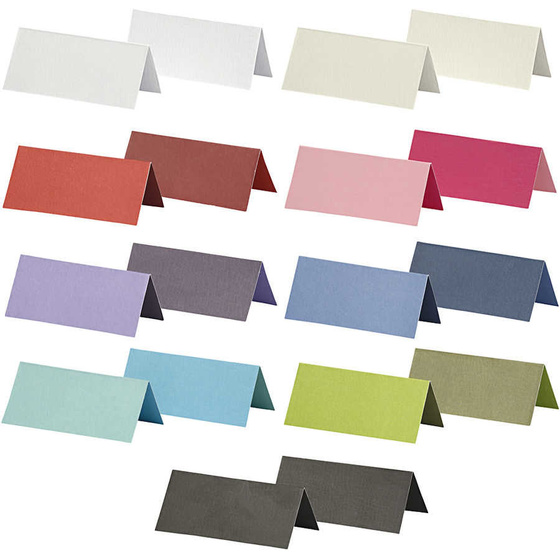 Tischkarten - Sortiment,  9x4 cm , Sortierte Farben, 30Pck.