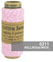 Baumwollkordel Twine Hellrosa/Weiß, 100 Meter, 1mm