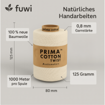 1000m Prima Cotton Baumwollgarn 0,8mm – 100% Naturbelassen 0052 - Türkis