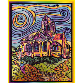 Samtbild van Gogh Kirche 47 x 35 cm, zum Ausmalen