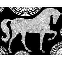 Ausmalbild, Samtbild - Pferdemandala, 70 x 50 cm