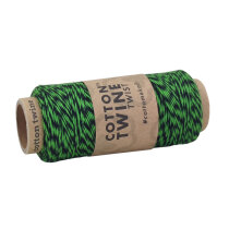 Baumwollkordel Twine Schwarz-Grün, 100 Meter, 1mm