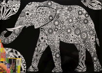 Samtbild Elefant, 47 x 35 cm, zum Ausmalen