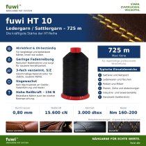 fuwi HT 10 Ledergarn / Sattlergarn 0,80 mm – High Tenacity – 725 m 0266 - Verkehrsgrau