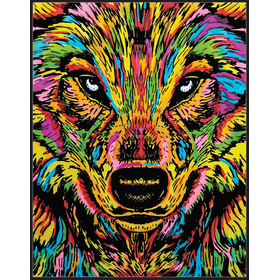 Ausmalbild, Samtbild- Wolf realistisch, 47x35 cm