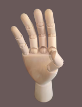 Gliederpuppe, flexieble Hand aus Holz, 6 x 18 cm , 1...