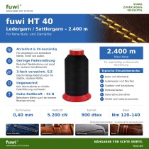 fuwi HT 40 Ledergarn / Sattlergarn 0,40 mm – High Tenacity – 2.400 m 0167 - Terrabraun