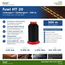 fuwi HT 20 Ledergarn / Sattlergarn 0,50 mm – High Tenacity – 500 m 0143 - Grün
